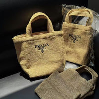 Prada Beauty 麻質草手提袋 Gift （有盒） - HLY & CHOCCICO