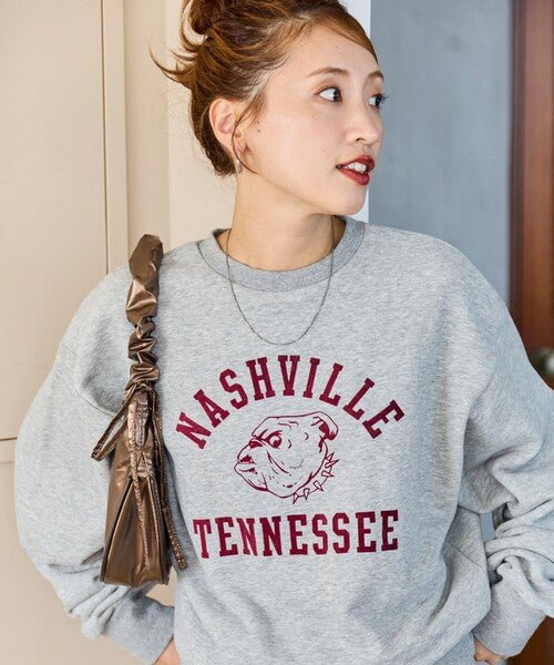 Bulldog Flocky Print Sweatshirt