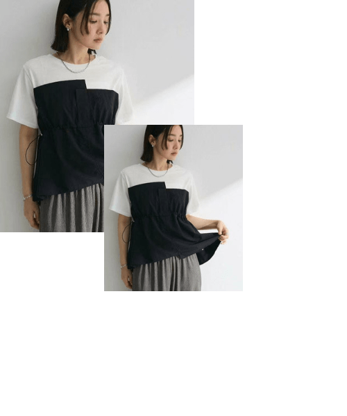 日本直送Bustier Docking Drost 5 Minute Sleeve Pullover HLY & CHOCCICO