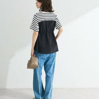 日本直送Bustier Docking Drost 5 Minute Sleeve Pullover HLY & CHOCCICO