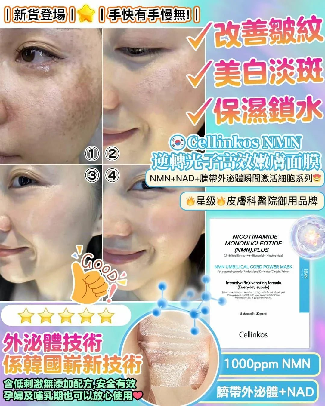 Cellinkos<<1000ppmNMN+臍帶外泌體 +NAD >>面膜 - HLY &amp; CHOCCICO