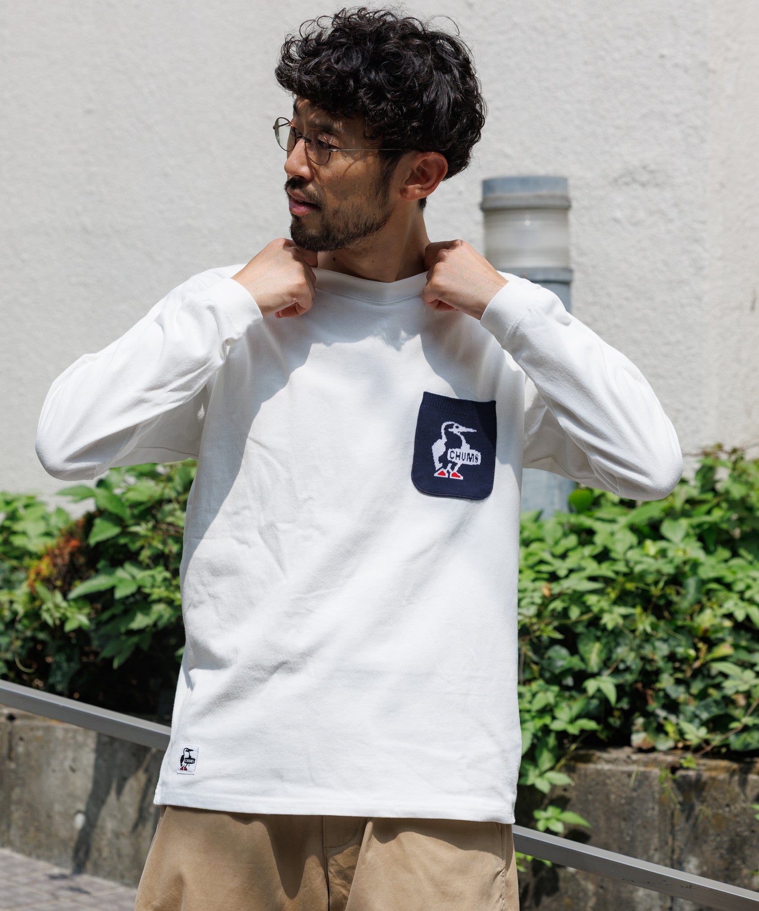 CHUMS 別注 Booby Bird Knit Pocket Long Sleeve Tee