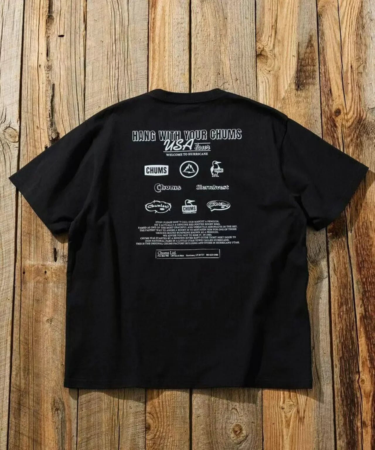 CHUMS 別注 history back print crew neck T-shirt - 4 Color - HLY &amp; CHOCCICO