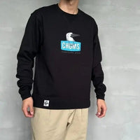 CHUMS OLD BOOBY FACE Logo Print Crew Neck Sweatshirt - HLY & CHOCCICO