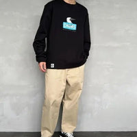 CHUMS OLD BOOBY FACE Logo Print Crew Neck Sweatshirt - HLY & CHOCCICO