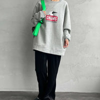 CHUMS OLD BOOBY FACE Logo Print Crew Neck Sweatshirt - HLY & CHOCCICO