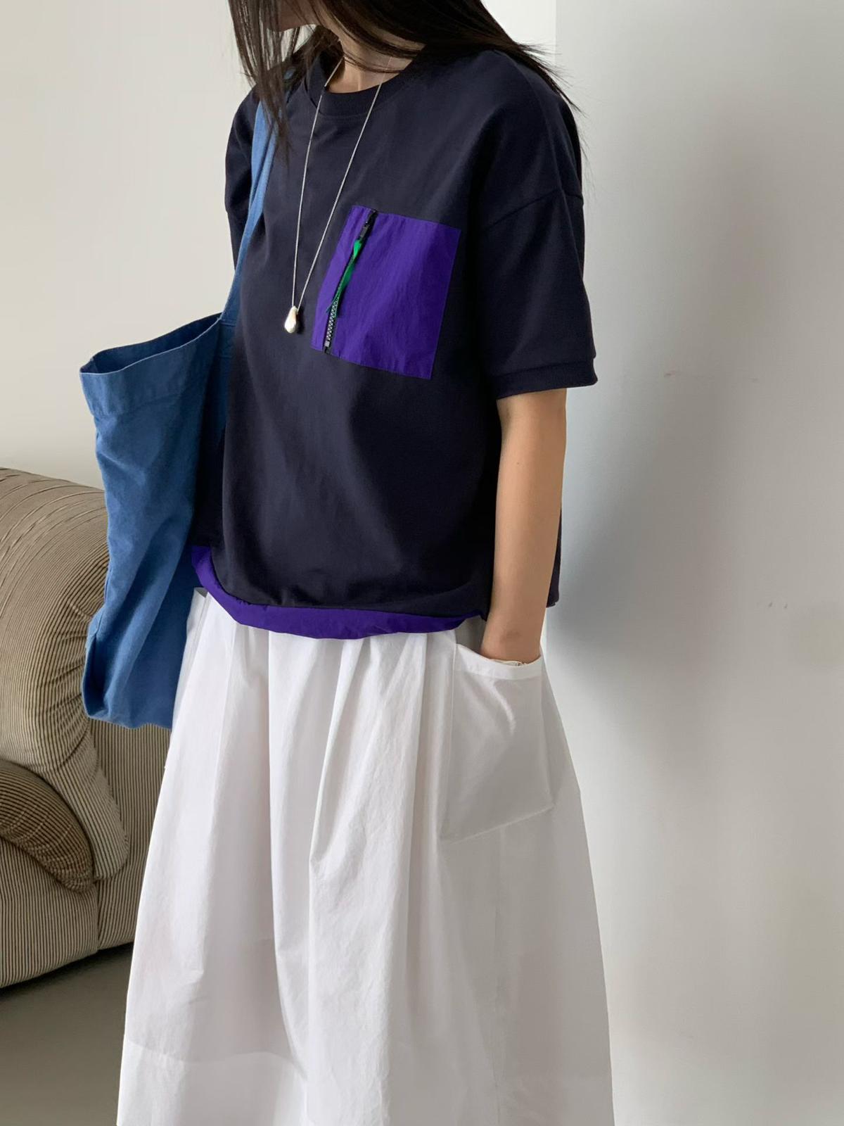 韓國直送Color Block Pocket Tee - HLY &amp; CHOCCICO
