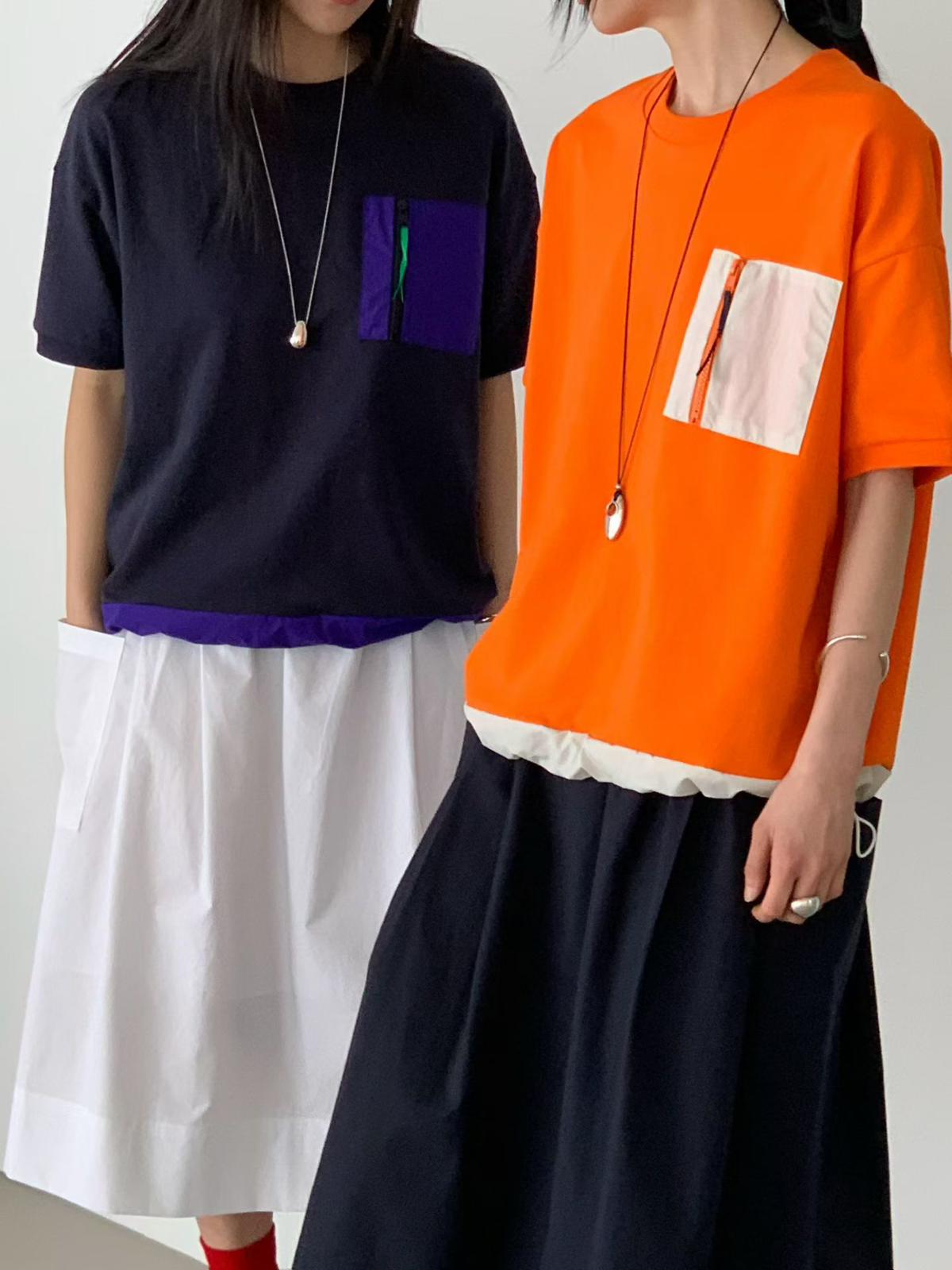 韓國直送Color Block Pocket Tee - HLY &amp; CHOCCICO