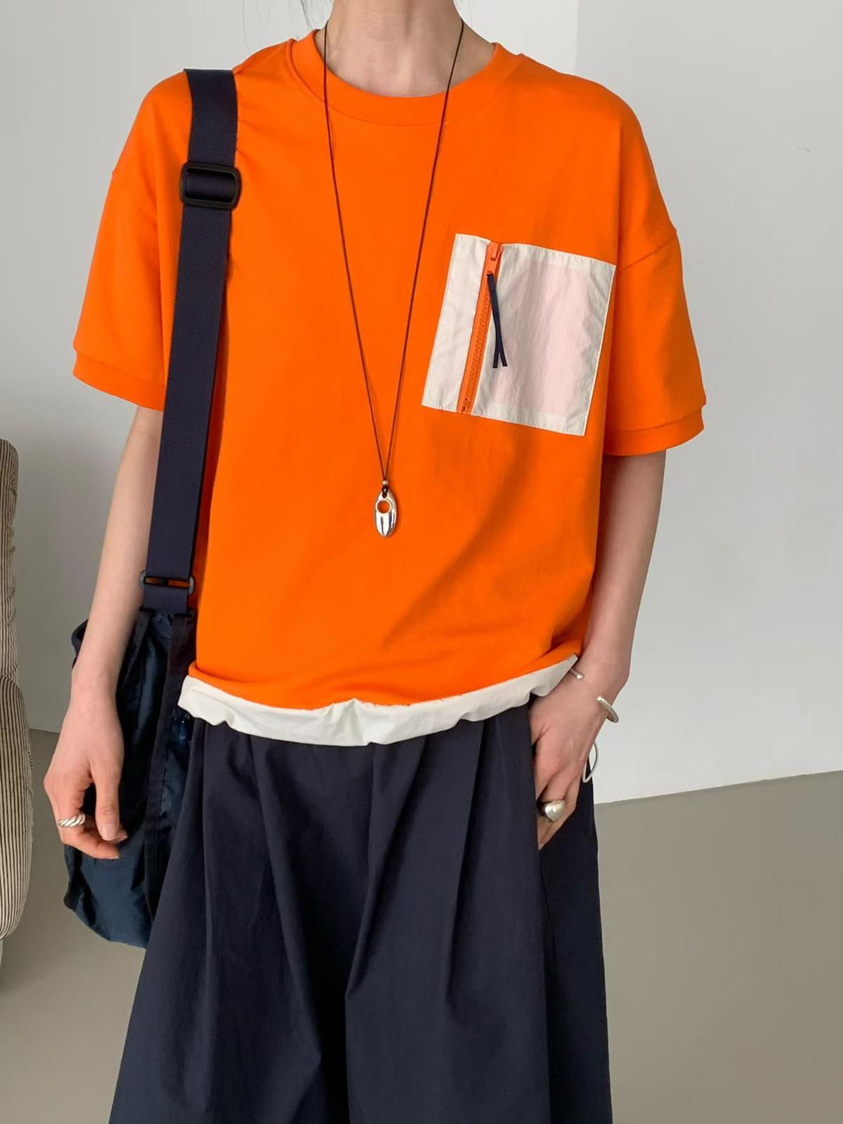 韓國直送Color Block Pocket Tee - HLY &amp; CHOCCICO