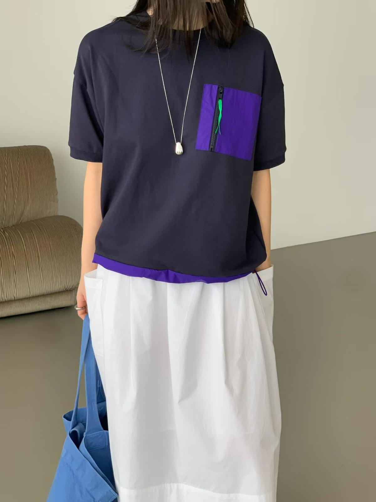 韓國直送Color Block Pocket Tee - HLY &amp; CHOCCICO