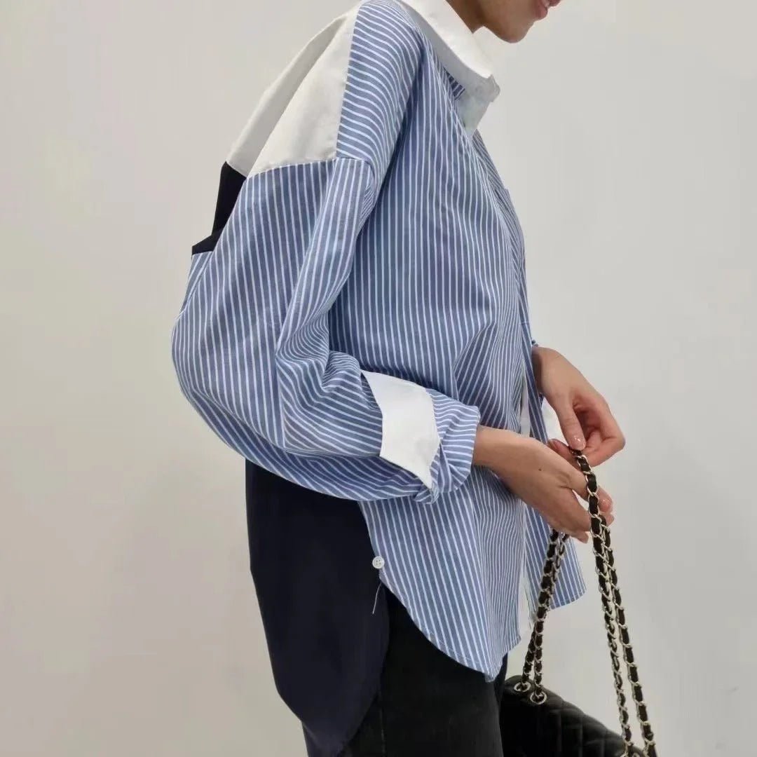 韓國直送Color Block Shirt Top - 2 Color - HLY &amp; CHOCCICO