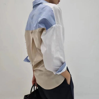 韓國直送Color Block Shirt Top - 2 Color - HLY &amp; CHOCCICO