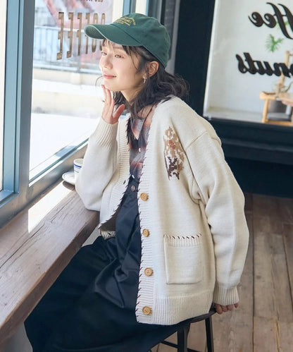 日本直送Country Jacquard Knit Cardigan - HLY &amp; CHOCCICO