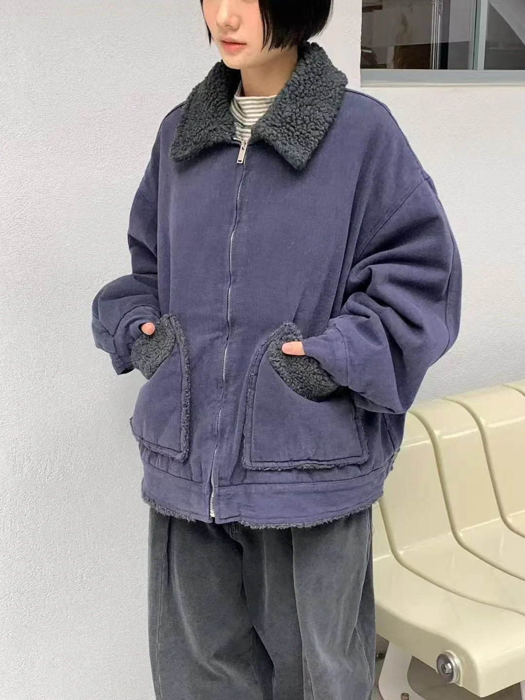 韓國直送Cozy Sherpa - Lined Jacket - HLY &amp; CHOCCICO