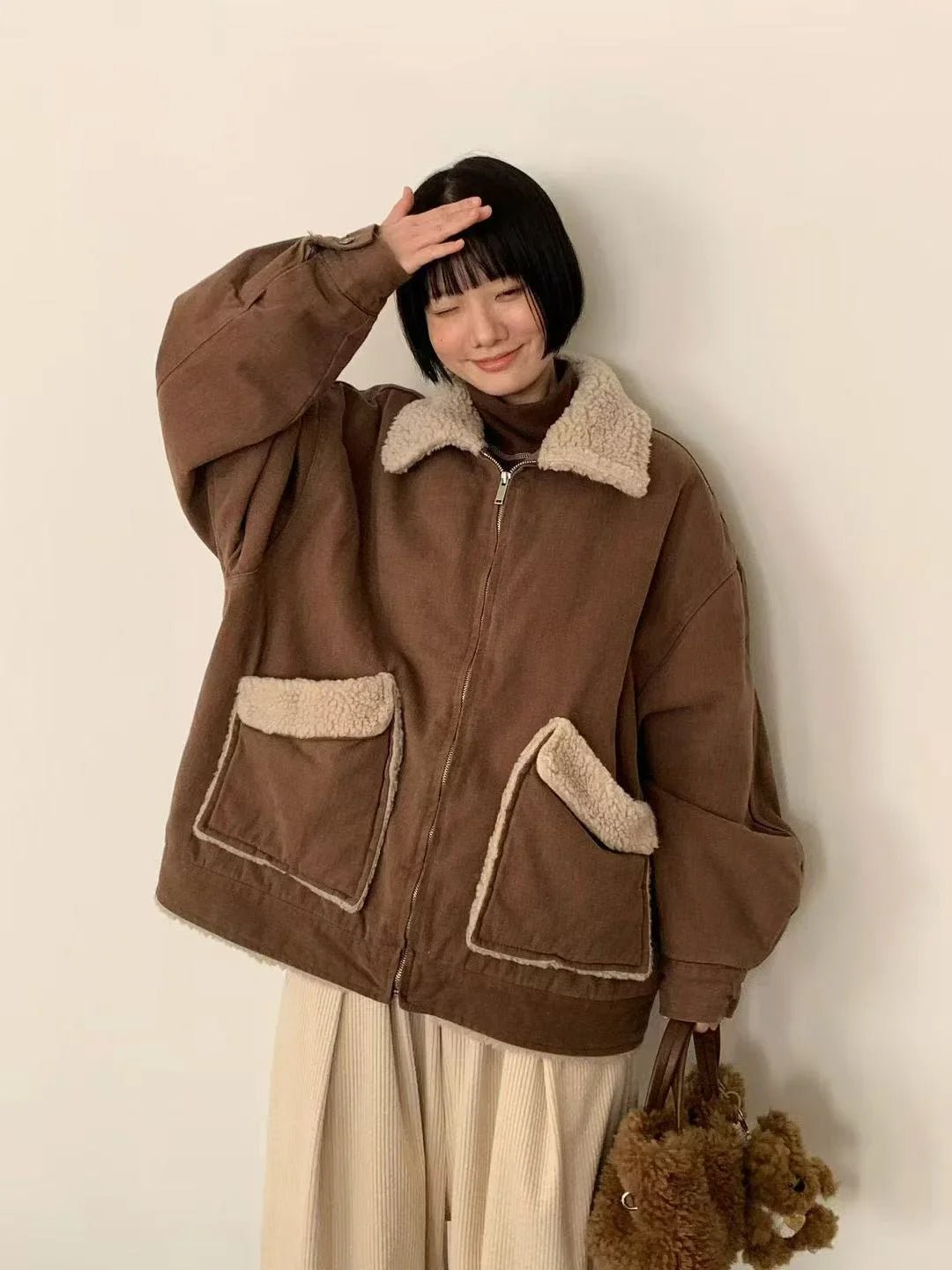 韓國直送Cozy Sherpa - Lined Jacket - HLY &amp; CHOCCICO
