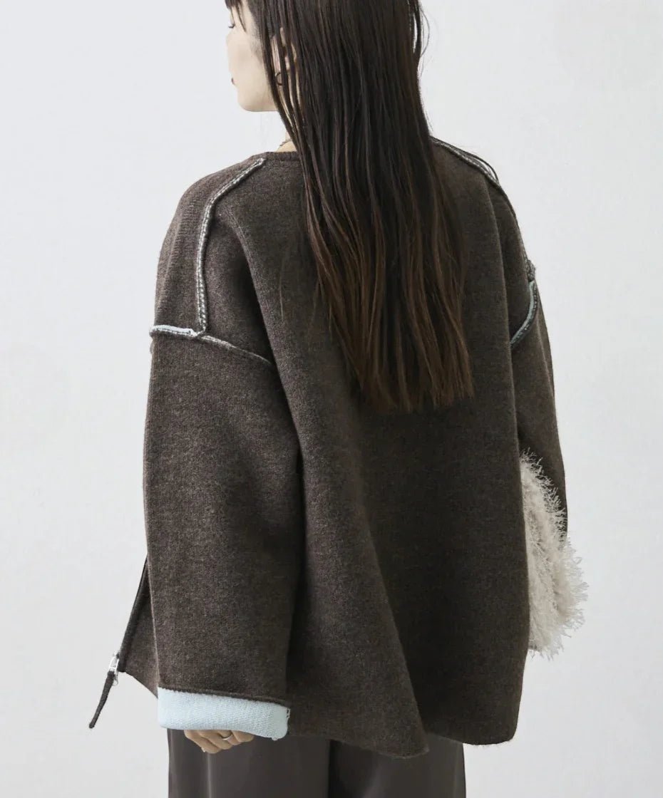 日本直送Double Zip Color Scheme yak like knit cardigan - HLY &amp; CHOCCICO