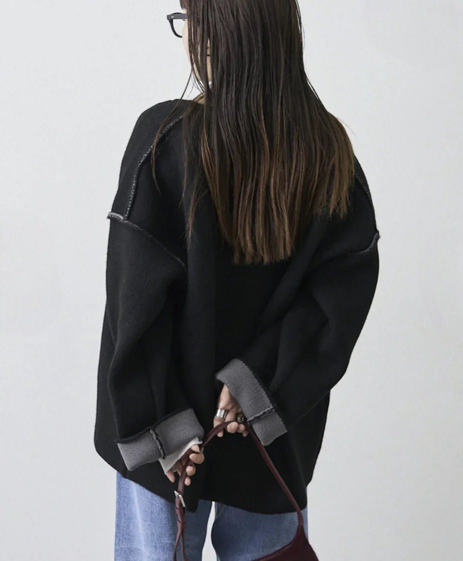 日本直送Double Zip Color Scheme yak like knit cardigan - HLY &amp; CHOCCICO