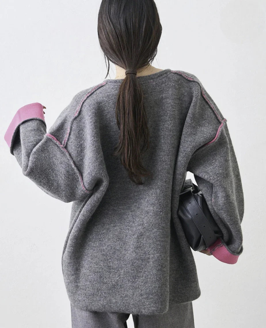 日本直送Double Zip Color Scheme yak like knit cardigan - HLY &amp; CHOCCICO