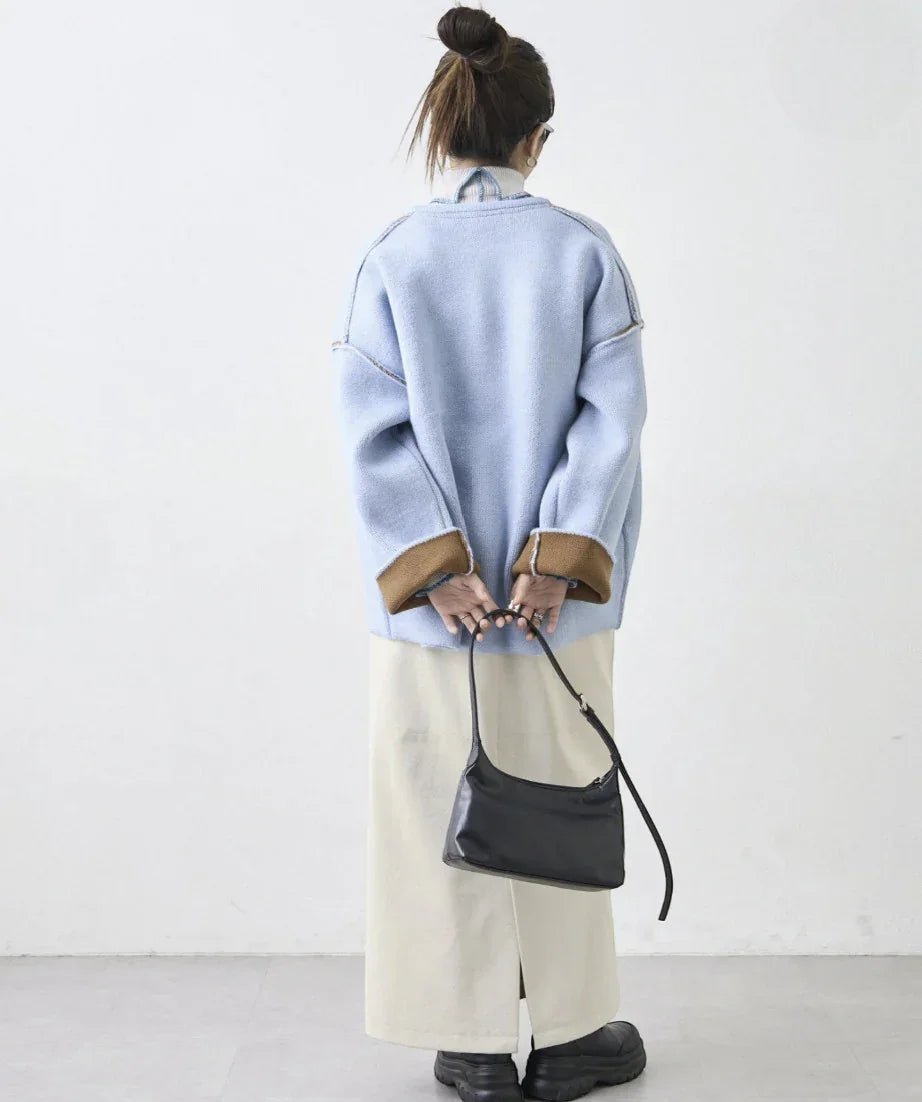 日本直送Double Zip Color Scheme yak like knit cardigan - HLY &amp; CHOCCICO
