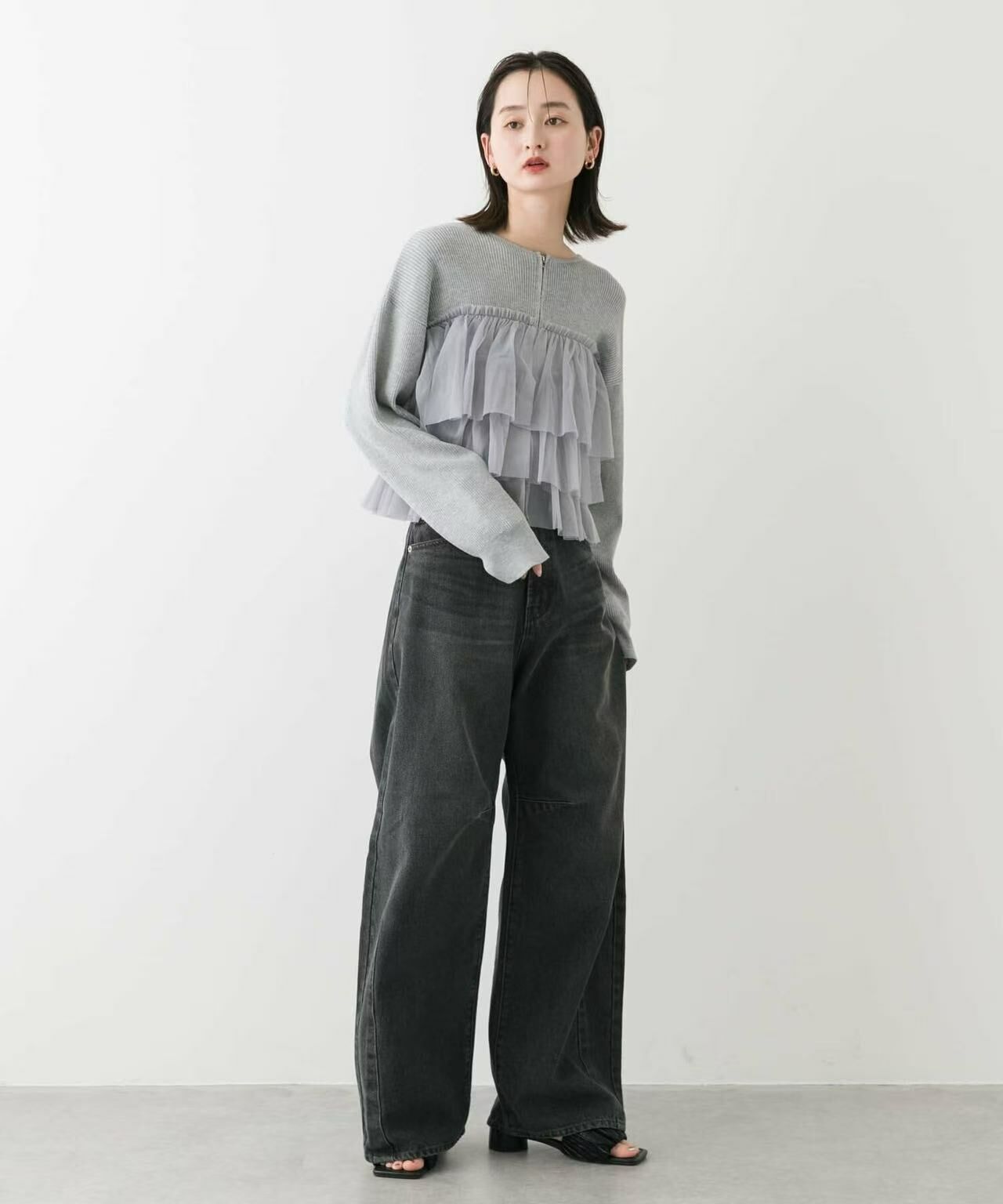 日本直送Double Zip Frill Knit Cardigan - HLY & CHOCCICO