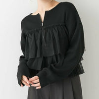 日本直送Double Zip Frill Knit Cardigan - HLY & CHOCCICO