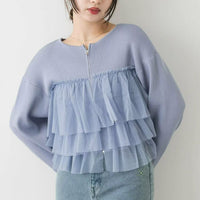 日本直送Double Zip Frill Knit Cardigan - HLY & CHOCCICO