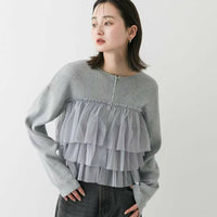 日本直送Double Zip Frill Knit Cardigan - HLY & CHOCCICO