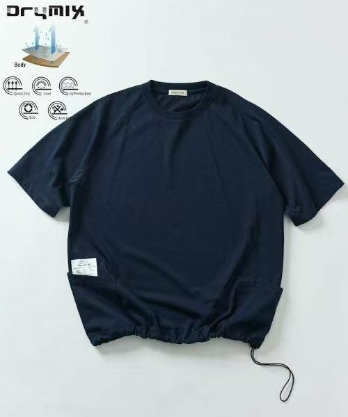 日本直送Drymix Dry Mix Relax Fit Side Pocket Crew Neck Tee - HLY & CHOCCICO