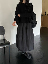 韓國直送Essential Layered Sweat／ Silk Flow Skirt - HLY & CHOCCICO