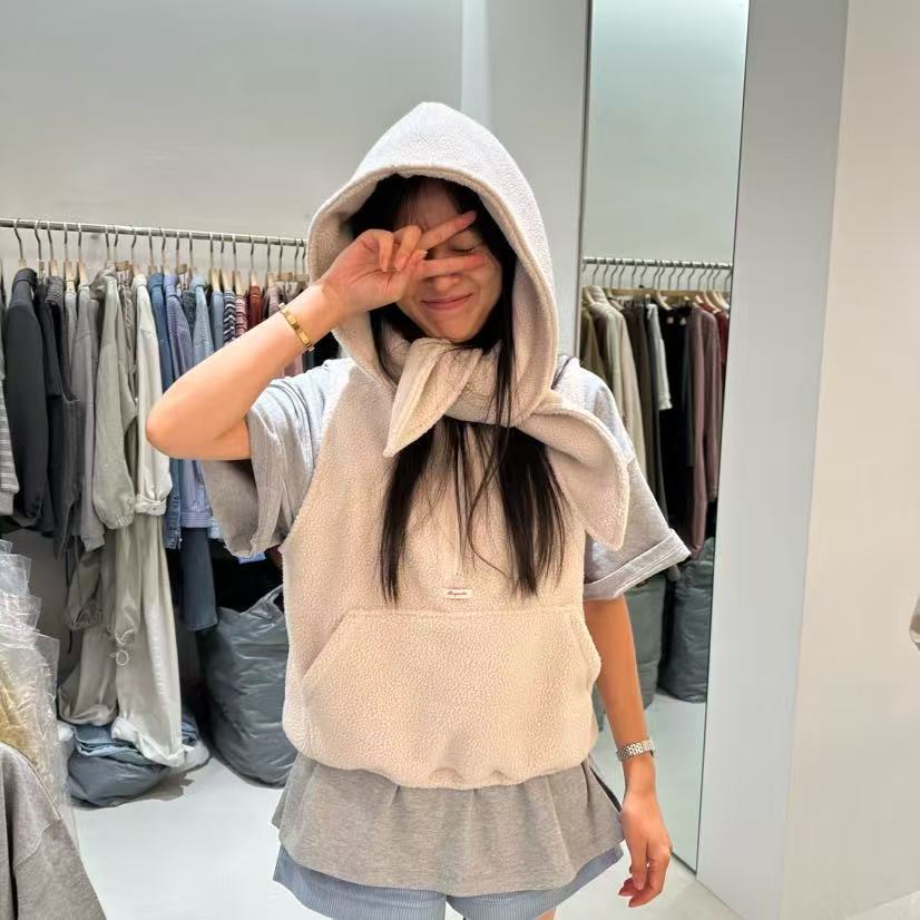 韓國直送Fleece Hooded Vest - HLY & CHOCCICO