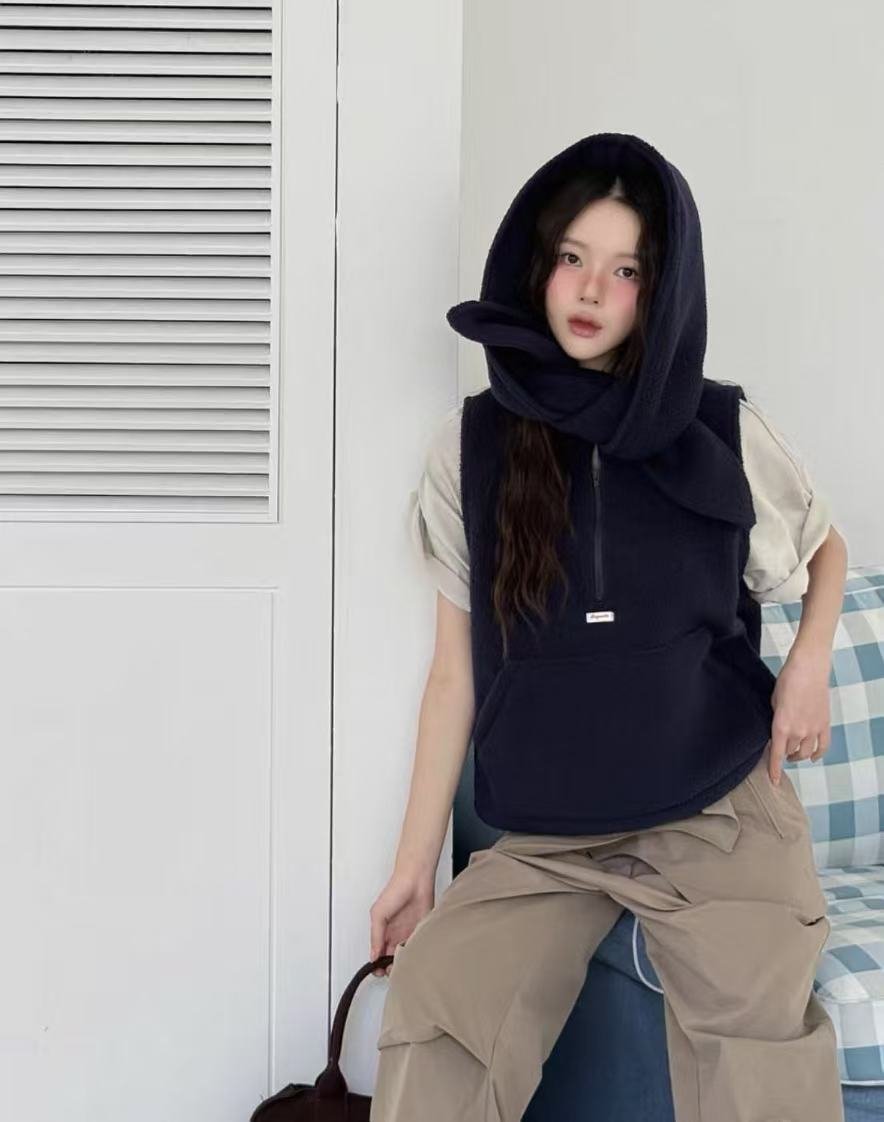 韓國直送Fleece Hooded Vest - HLY & CHOCCICO