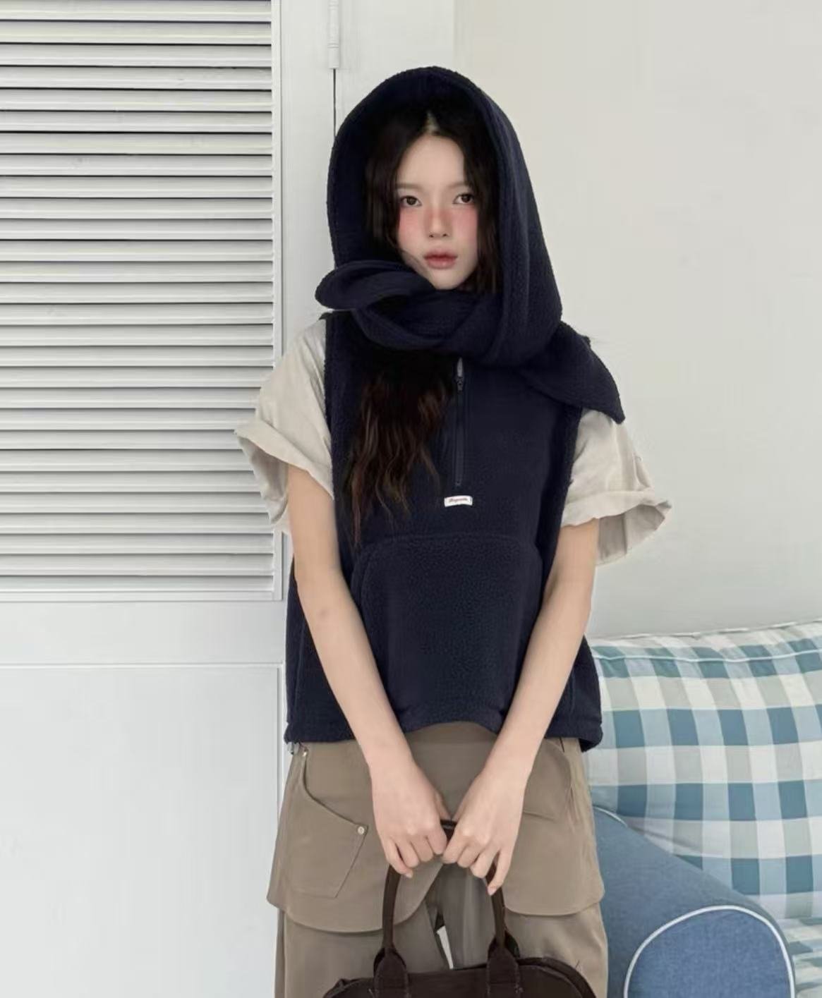 韓國直送Fleece Hooded Vest - HLY & CHOCCICO