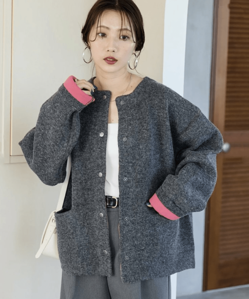 日本直送FREAK'S STORE Back Color Snap Knit Cardigan HLY & CHOCCICO