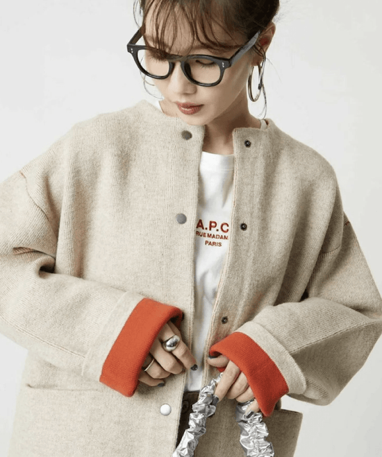 日本直送FREAK'S STORE Back Color Snap Knit Cardigan