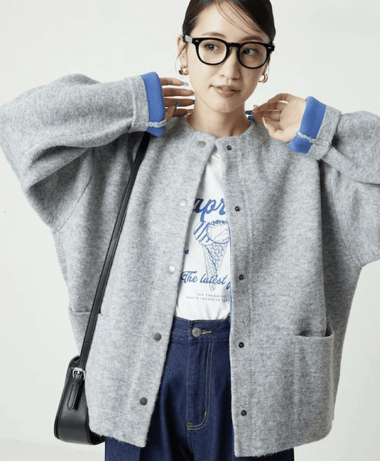 日本直送FREAK'S STORE Back Color Snap Knit Cardigan