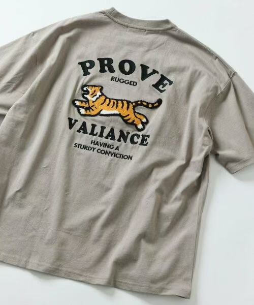 日本直送FS TIGER Big Silhouette Back Design Embroidery Crew Neck Tee