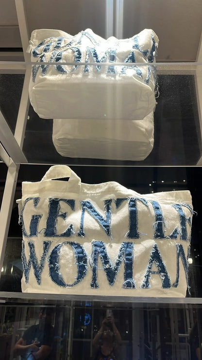 GentleWoman Signature Logo Canvas Tote Bag - Denim⭐ 要紙袋請備註📝 - HLY &amp; CHOCCICO
