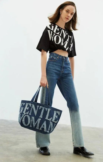 GentleWoman Signature Logo Canvas Tote Bag - Denim⭐ 要紙袋請備註📝 - HLY &amp; CHOCCICO