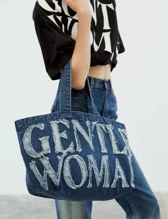 GentleWoman Signature Logo Canvas Tote Bag - Denim⭐ 要紙袋請備註📝 - HLY &amp; CHOCCICO