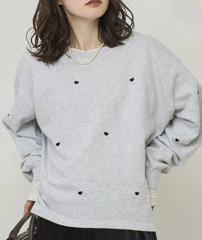 日本直送 Heart Embroidered Lining Sweat Pullover - HLY &amp; CHOCCICO