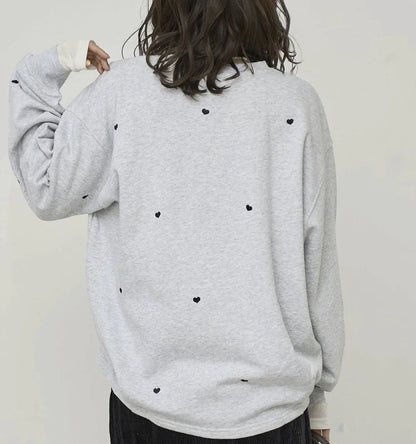 日本直送 Heart Embroidered Lining Sweat Pullover - HLY &amp; CHOCCICO
