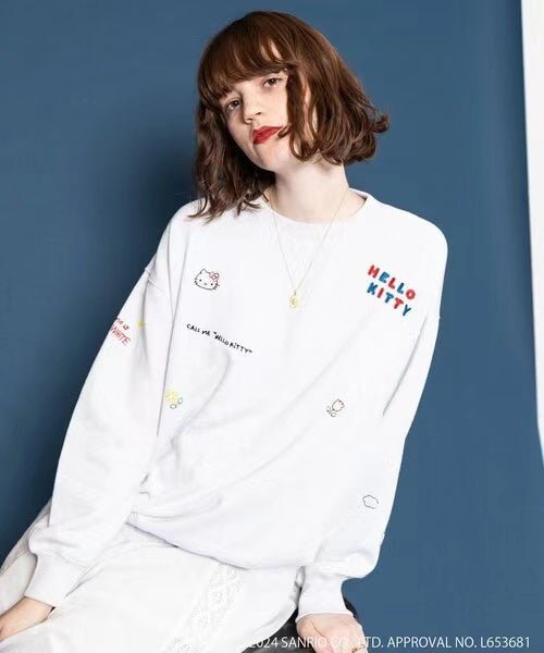 日本直送HELLO KITTY  MESSAGE Embroidery Sweatshirt