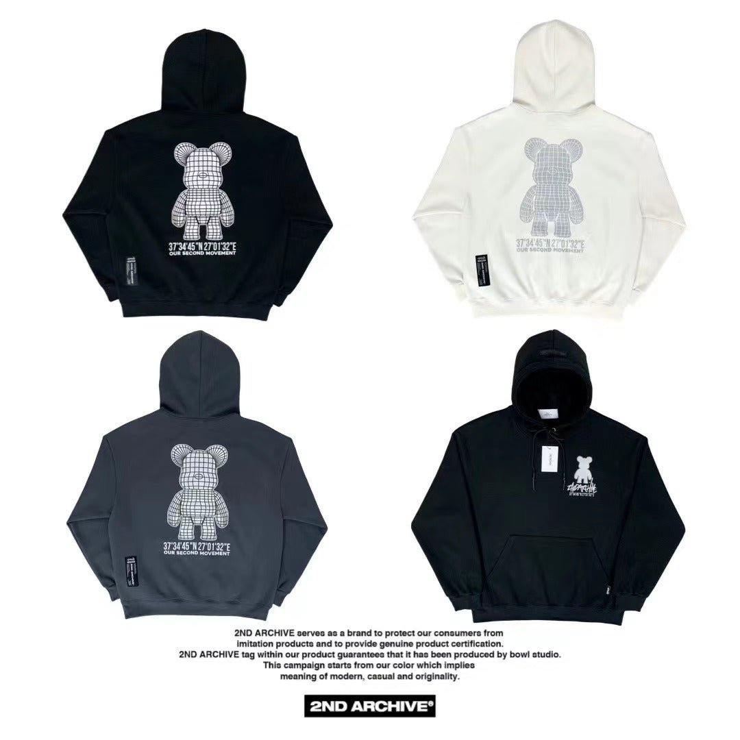 韓國直送🇰🇷 2ND ARCHIVE Lightning Checkered Bear Hoodies - HLY &amp; CHOCCICO