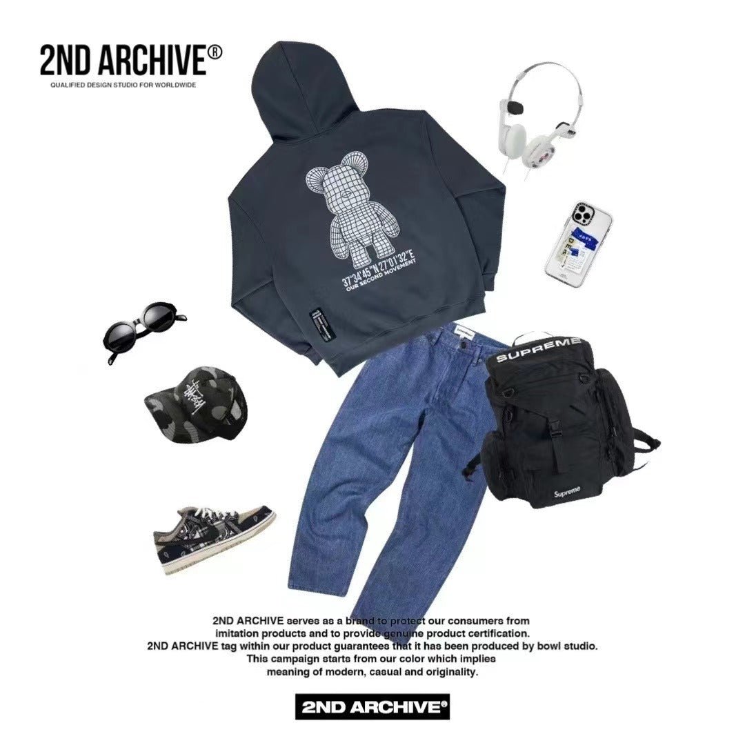 韓國直送🇰🇷 2ND ARCHIVE Lightning Checkered Bear Hoodies - HLY &amp; CHOCCICO