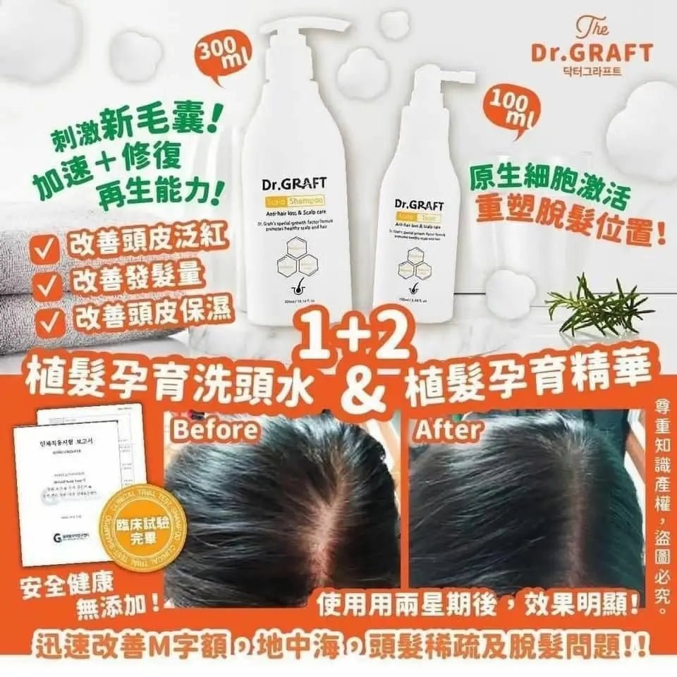 韓國🇰🇷Dr.GRAFT 植髮皇 孕育洗頭水300ml/ 孕育精華100ml HLY &amp; CHOCCICO
