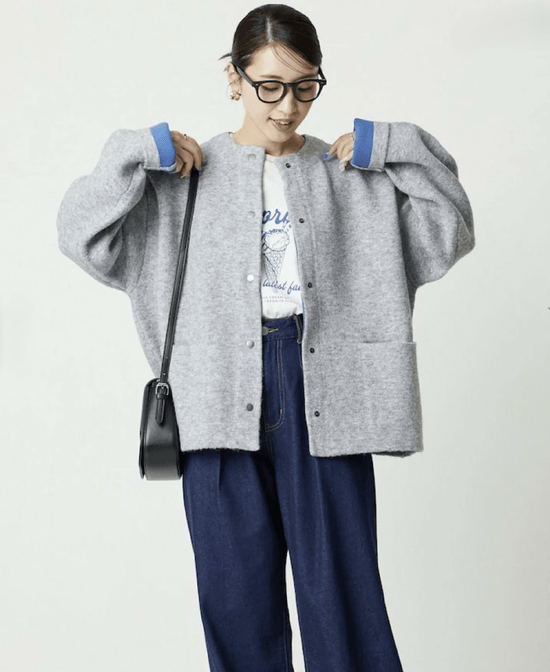 日本直送FREAK'S STORE Back Color Snap Knit Cardigan