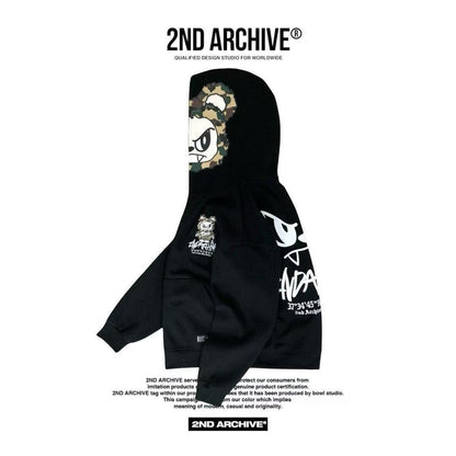 韓國直送🇰🇷 2ND ARCHIVE Angry Camo Bear Pulhood Zip -up HLY &amp; CHOCCICO