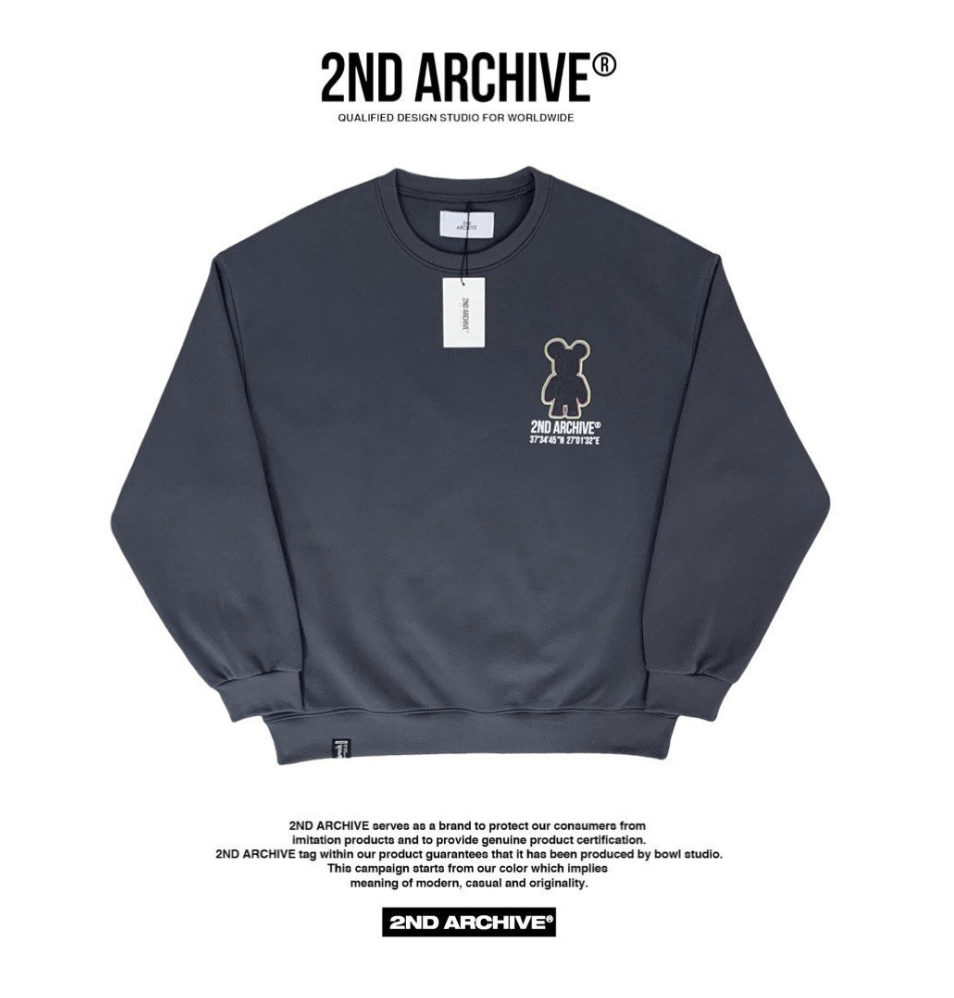 韓國直送🇰🇷 2ND ARCHIVE Aurora Half Bear Sweatshirt HLY &amp; CHOCCICO