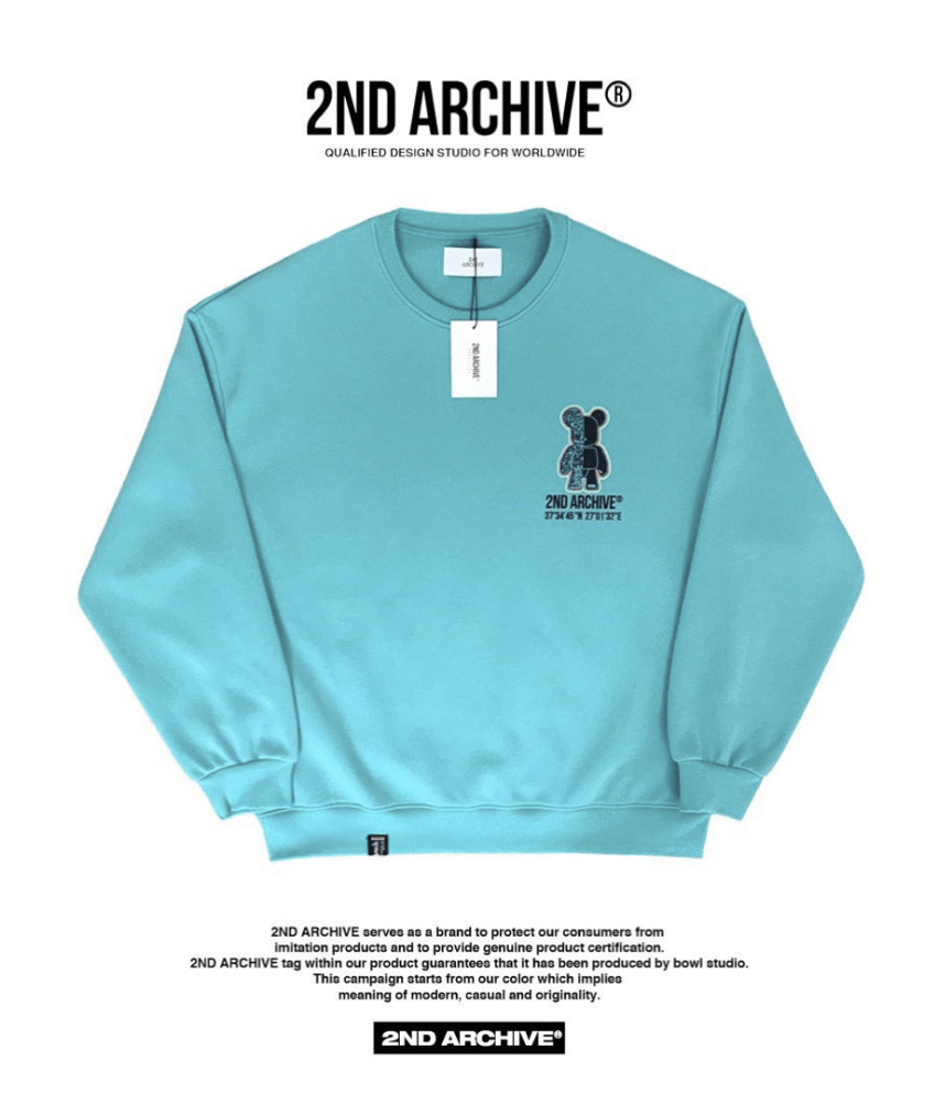 韓國直送🇰🇷 2ND ARCHIVE Aurora Half Bear Sweatshirt HLY &amp; CHOCCICO