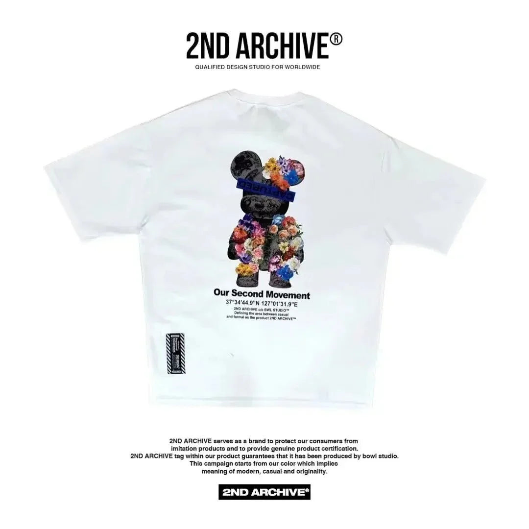 韓國直送🇰🇷 2ND ARCHIVE Bear flower T-shirt - 4 Color - HLY &amp; CHOCCICO